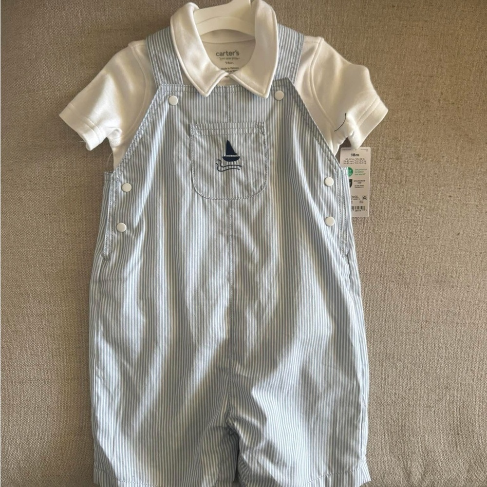 Carter's Blue Striped Kids Overalls